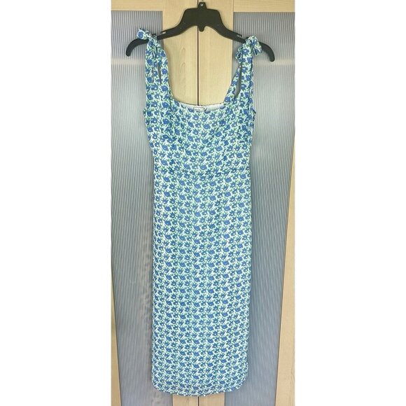 Lush Dresses & Skirts - Lush Tie Strap Side Slit‎ Flora Midi Dress Sz S Party Boho Beach Summer Resort